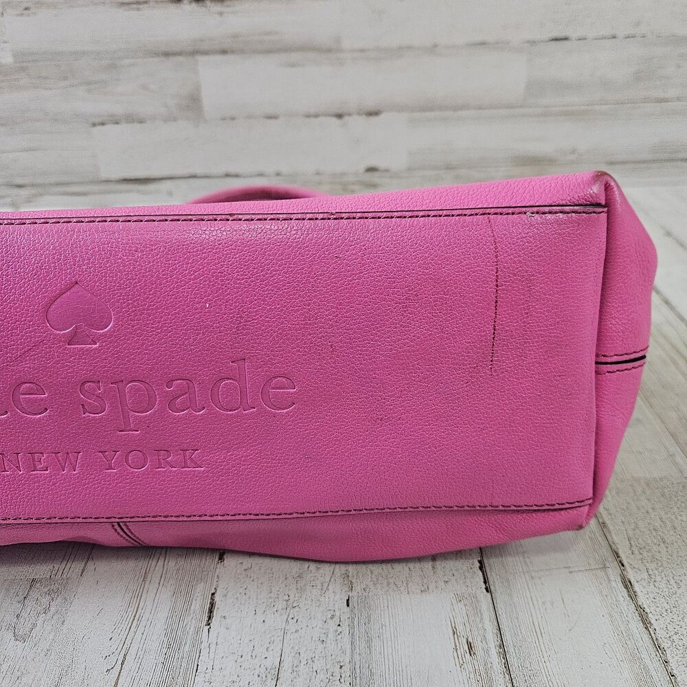 Kate Spade Women Shoulder Bag Hot Pink Pebbled Leather Bow Detail Barbiecore - Picture 7 of 15
